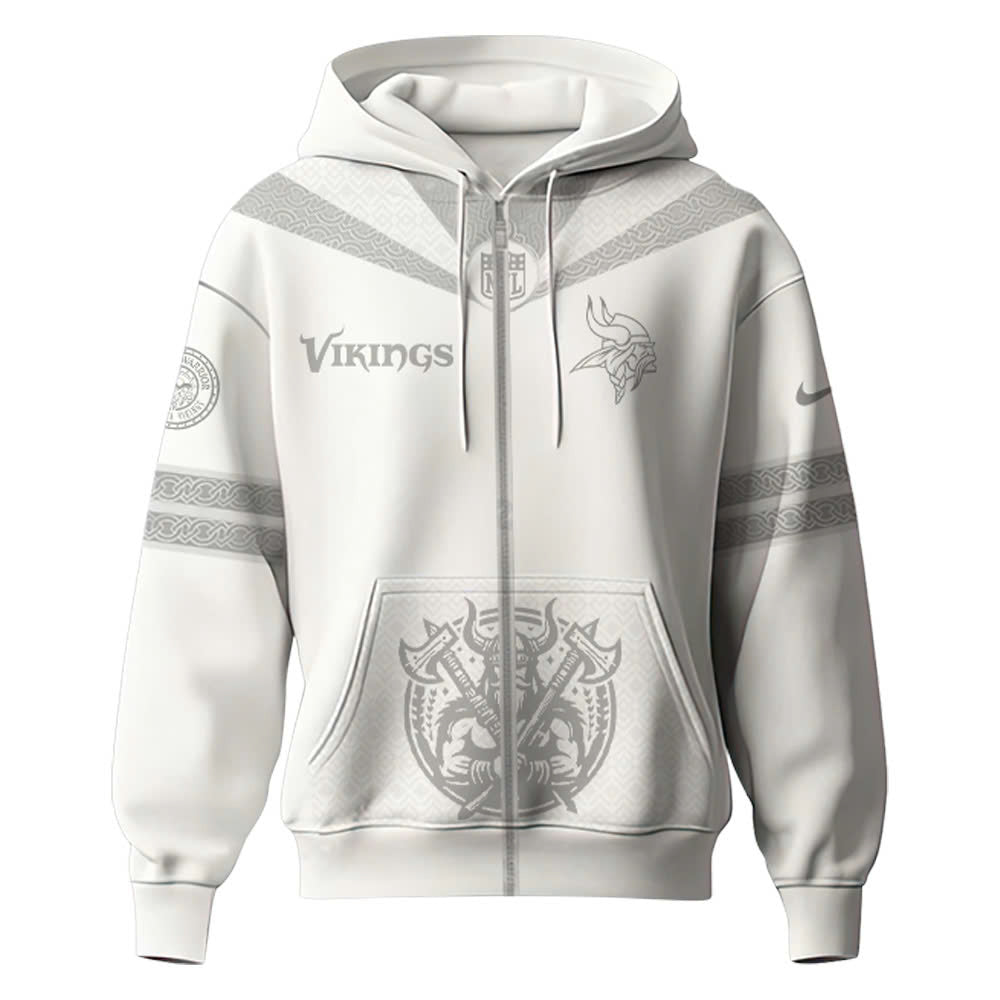 Premium Minnesota Vikings Merch - Minnesota Vikings Football Winter Warrior Limited Edition Zip Hoodie 2025 - Gear Up For Game Day