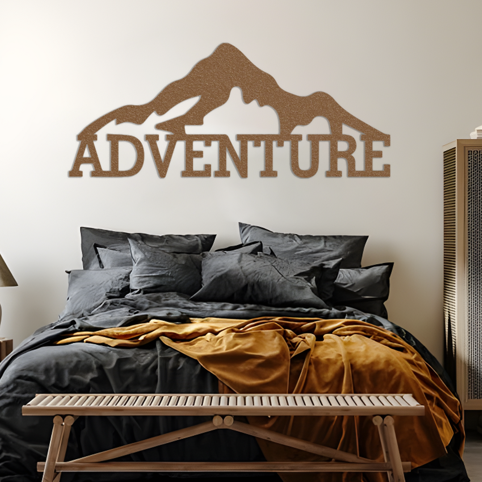 Adventure Metal Wall Art, Laser Cut Adventure Wall Art, Adventure Sign Farmhouse Decor, Metal Word Above Bed Decor, Home Office Wall Art