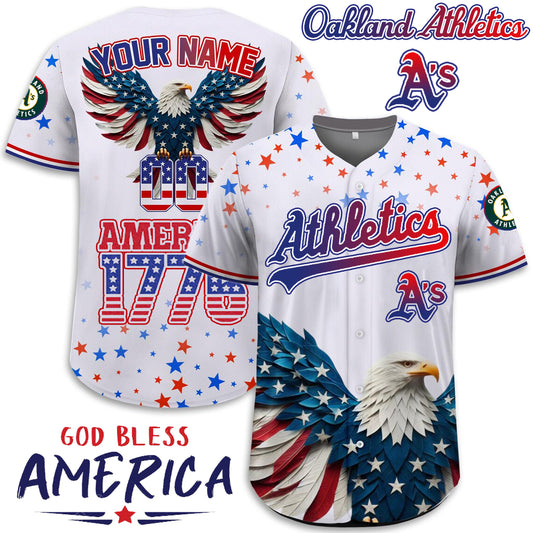 Athletics x Happy Independence Day Jersey Limited 2025-3D Baseball Jersey