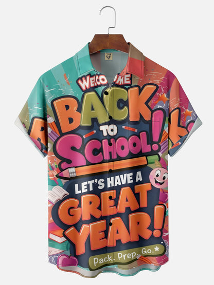 Tall Size Moisture-wicking Back to School Chest Pocket Casual Shirt-Orange