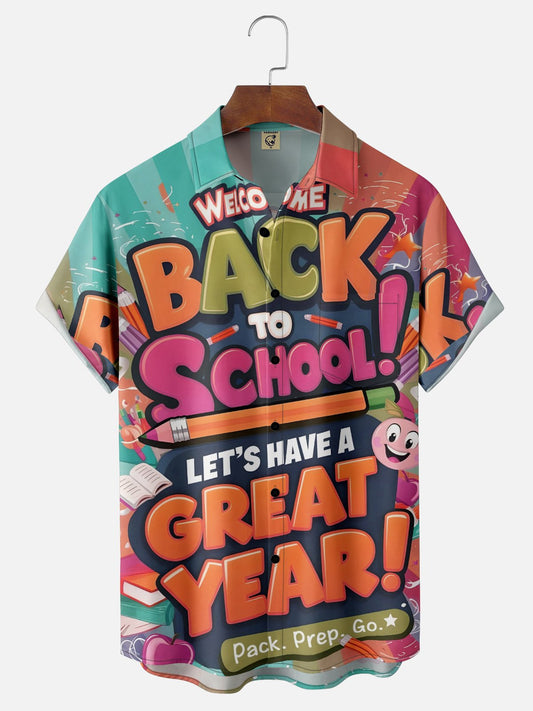 Tall Size Moisture-wicking Back to School Chest Pocket Casual Shirt-Orange