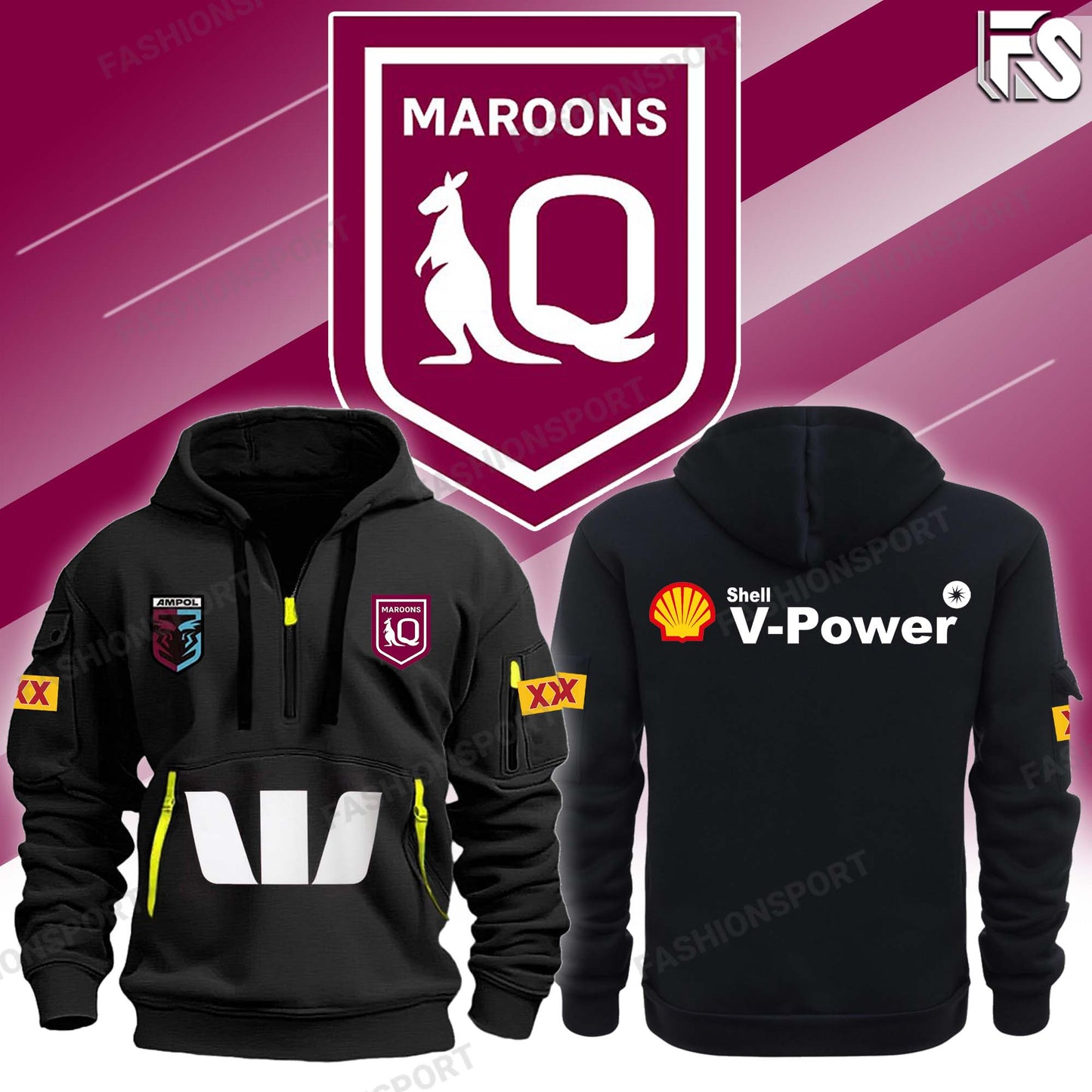 Queensland Maroons Polo & Cap Champion New Hoodie