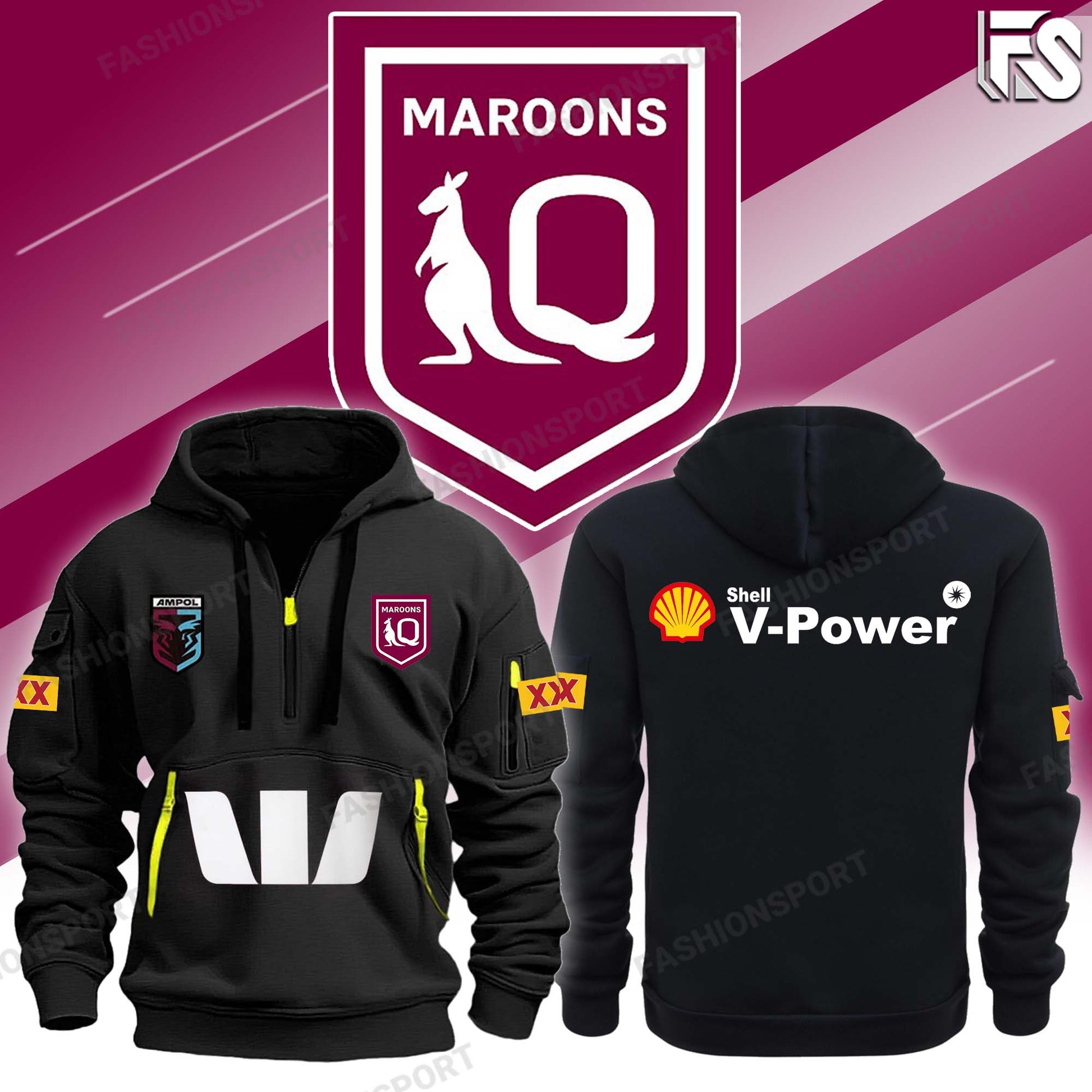 Queensland Maroons Polo & Cap Champion New Hoodie