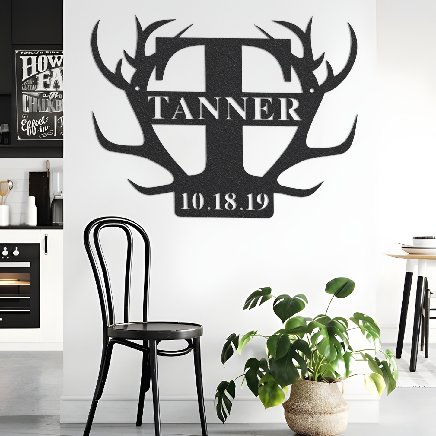 Metal Name Sign with Antlers, Custom Metal Sign Personalized, Last Name Sign, Family Name Sign, Established Family Sign, Metal Monogram Sign