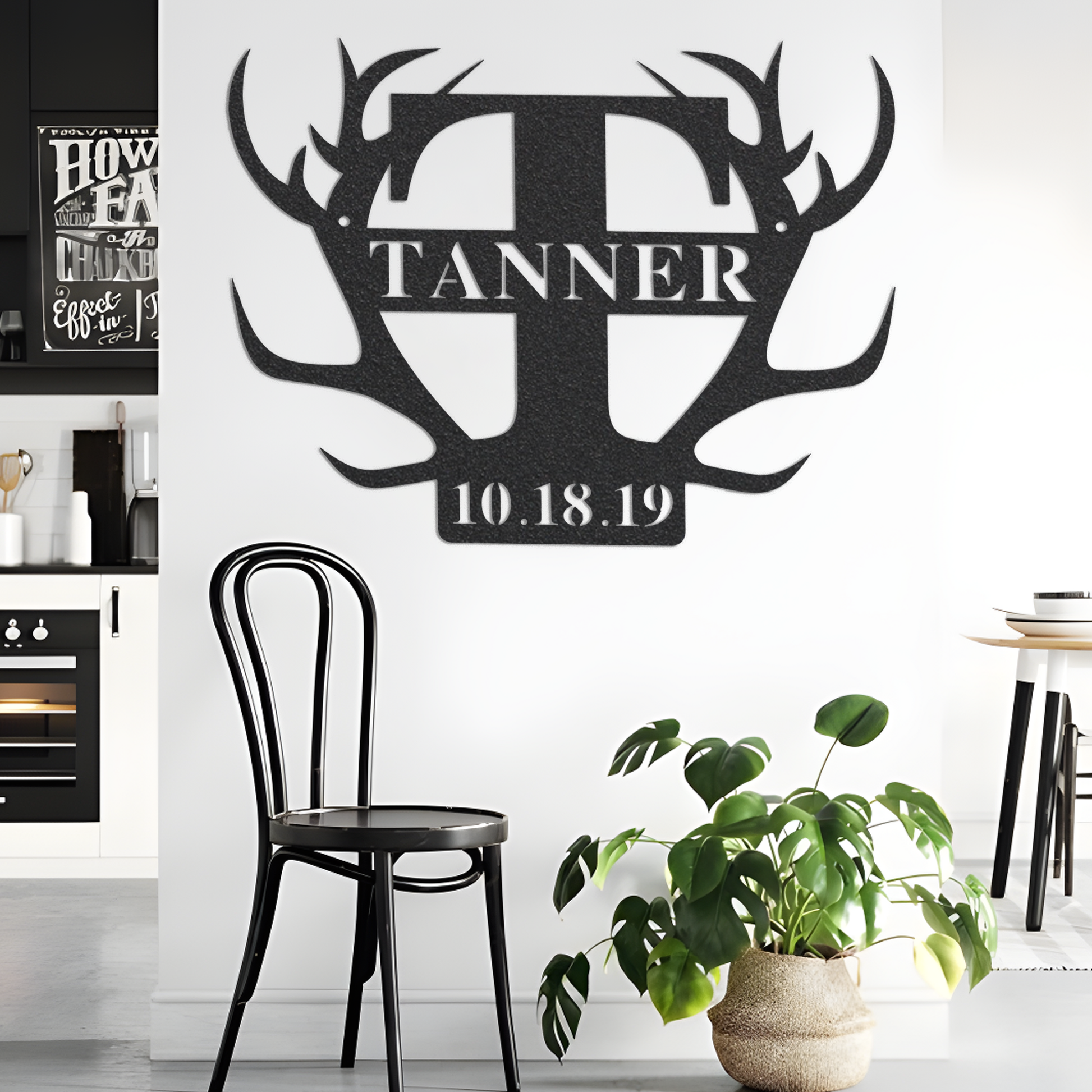 Metal Name Sign with Antlers, Custom Metal Sign Personalized, Last Name Sign, Family Name Sign, Established Family Sign, Metal Monogram Sign