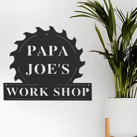 Papas Workshop Sign, Fathers Day Gift for Grandpa, Papa's Garage Sign, Gift for Papa, Custom Metal Sign for Dad Personalized Gift for Dad