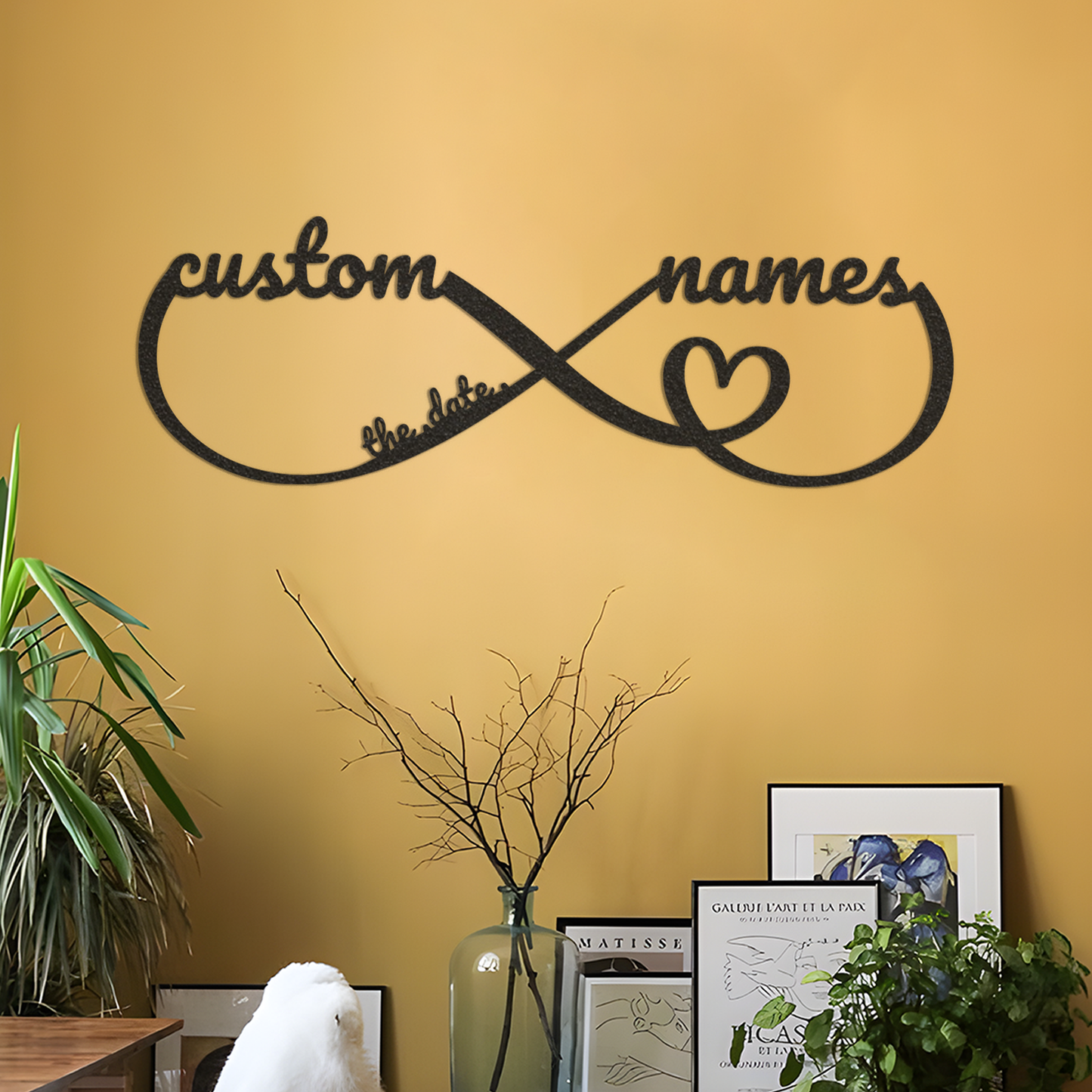 Metal Infinity Sign with Names and Date