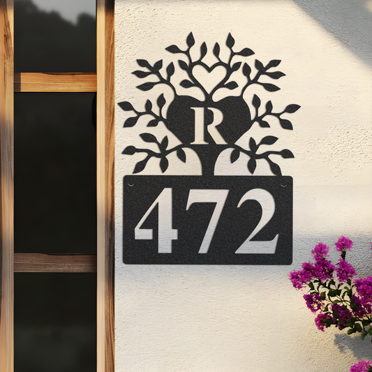 House Number Plaque, Metal Address Numbers, Address Plaque, Front Porch Decor, Porch Signs, Metal Signs, Decorative Address Tree Wall Art