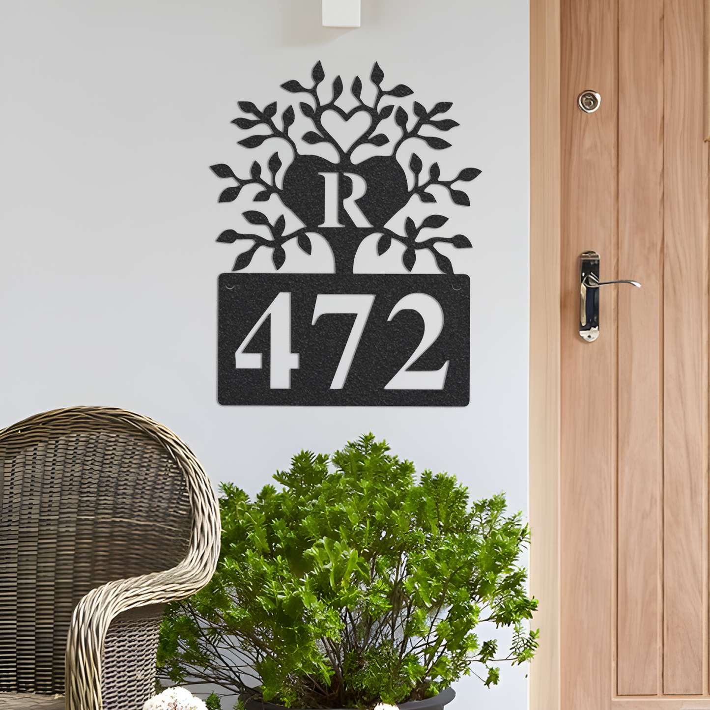 House Number Plaque, Metal Address Numbers, Address Plaque, Front Porch Decor, Porch Signs, Metal Signs, Decorative Address Tree Wall Art