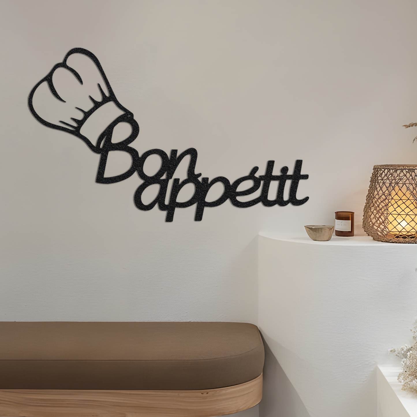 Bon Appetit Metal Wall Sign, Dining room wall art, Laser Cut Metal Word Art, Bon appetit sign kitchen wall art, Black Metal Wall Art