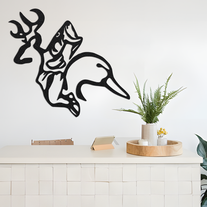 Deer Fish and Duck Geometric Metal Art Sign Wall Art, Black Metal Wall Art, Wall Hangings, Geometric Figure Decor, Wall Decor Interior