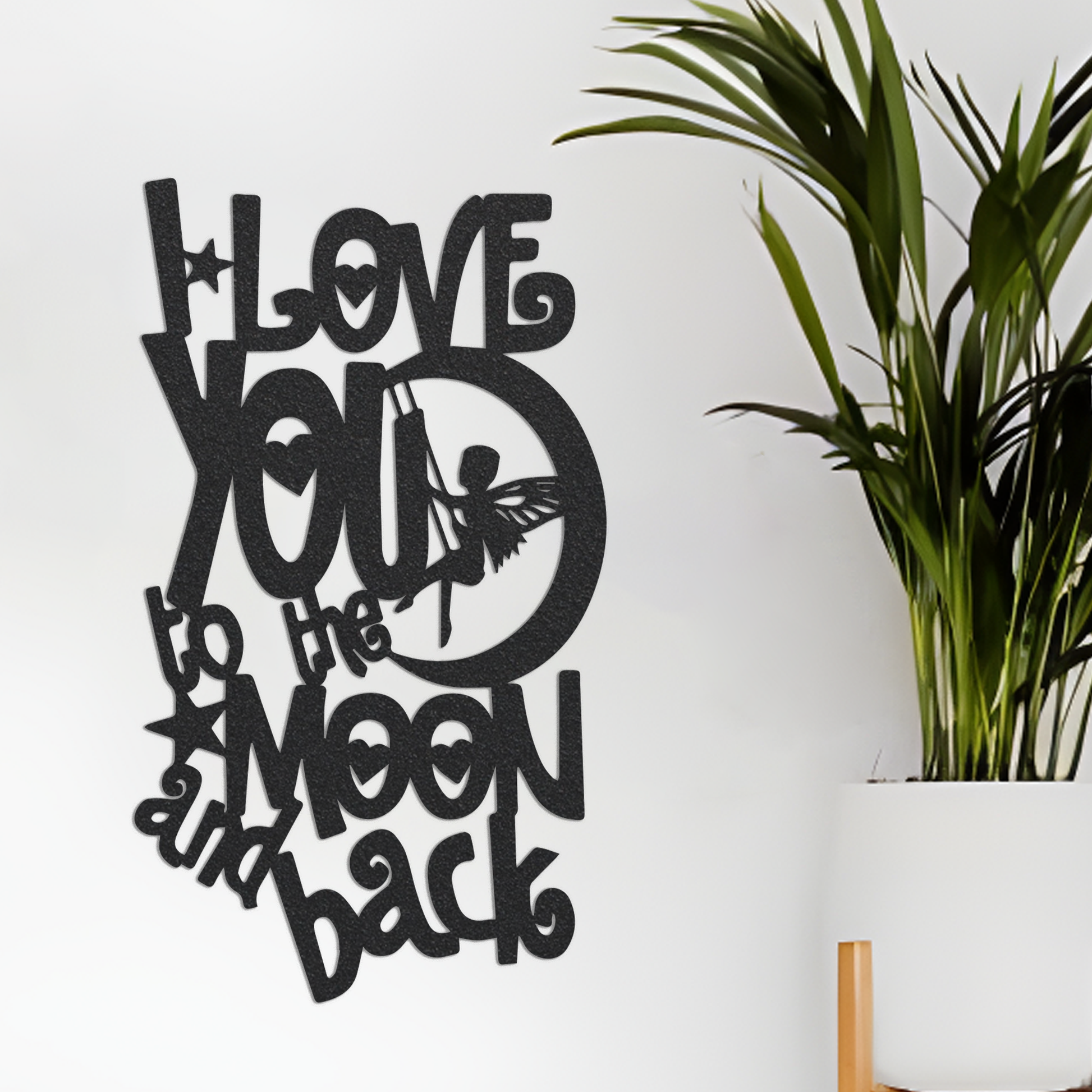 I Love You To The Moon And Back Metal Wall Sign, Laser Cut Metal Word Signs, Inspirational Words Wall Sayings, Metal Art Above Bed Decor