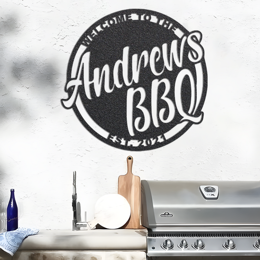 Bbq Metal Sign, Personalized BBQ Outdoor Metal Sign, Metal BBQ Sign Modern Wall Art, Custom BBQ Sign Metal Wall Decor, Bbq Gifts