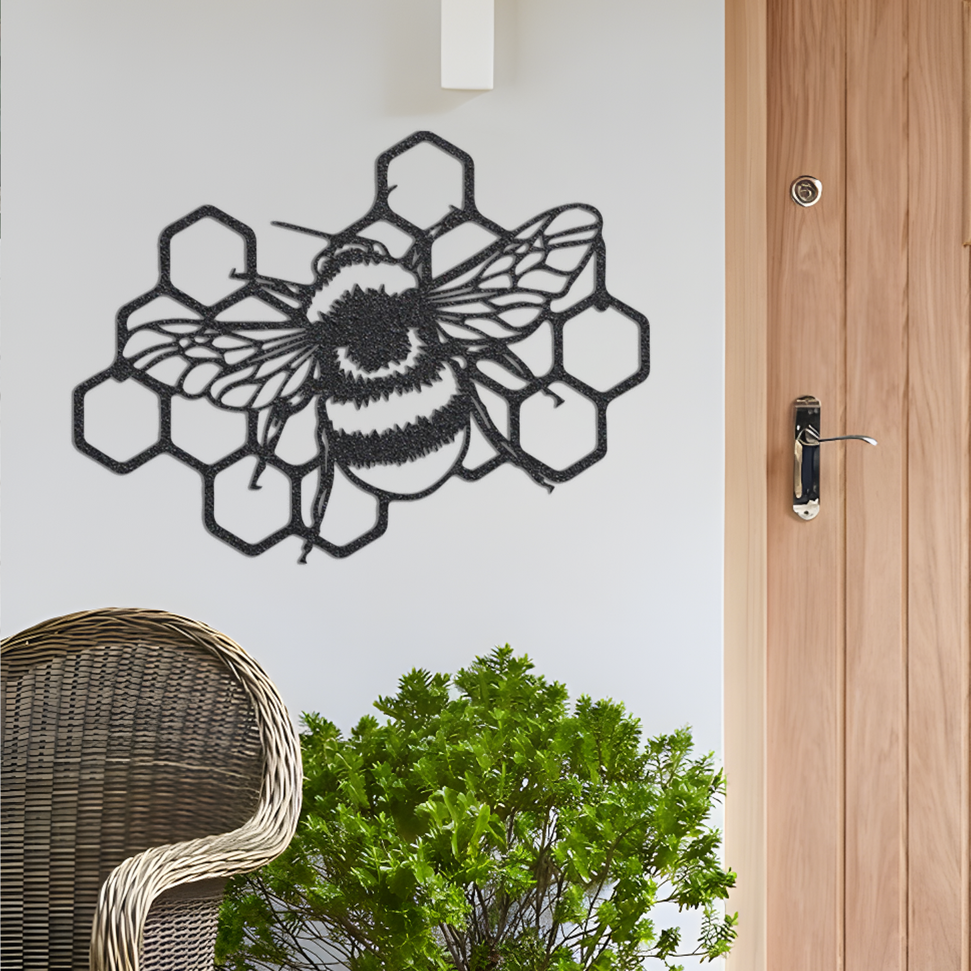 Bee and Honeycomb Metal Wall Art, Special Laser Cut Metal Art, Home Outdoor Garden Decor, Bee Metal Sign with Honeycomb Gift For Beekeeper