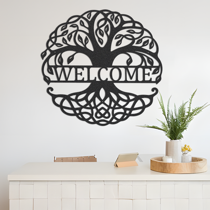 Metal Tree Of Life Wall Art, Tree Wall Art For Housewarming Gift, Welcome Metal Wall Art For Outdoor Decor, Metal Tree Art For Home Decor