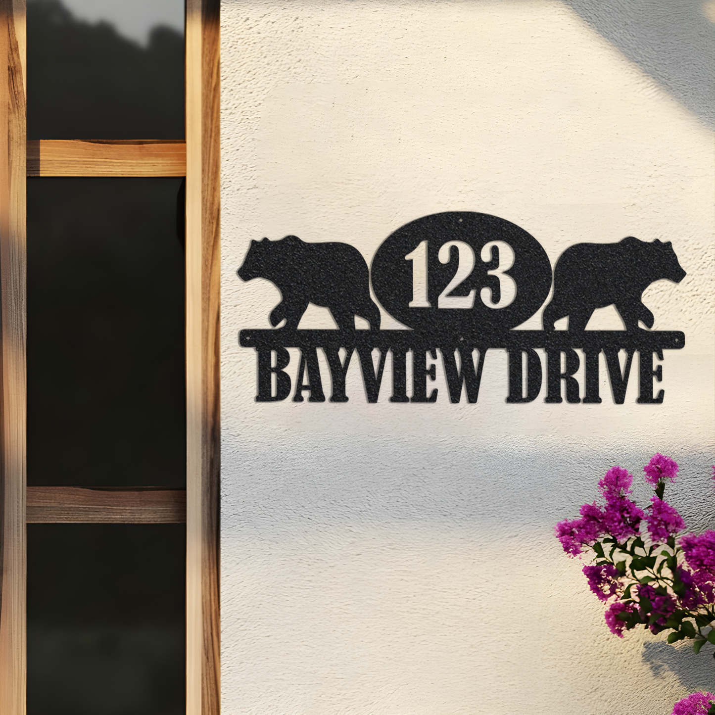 Bears Address Metal Wall Art, Animal Wall Art, House Number Plaque, Farmhouse Wall decor, Address Sign, Wall Hangings, Metal Sign