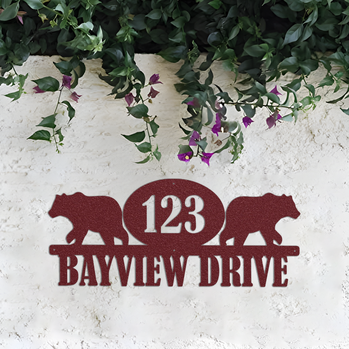 Bears Address Metal Wall Art, Animal Wall Art, House Number Plaque, Farmhouse Wall decor, Address Sign, Wall Hangings, Metal Sign