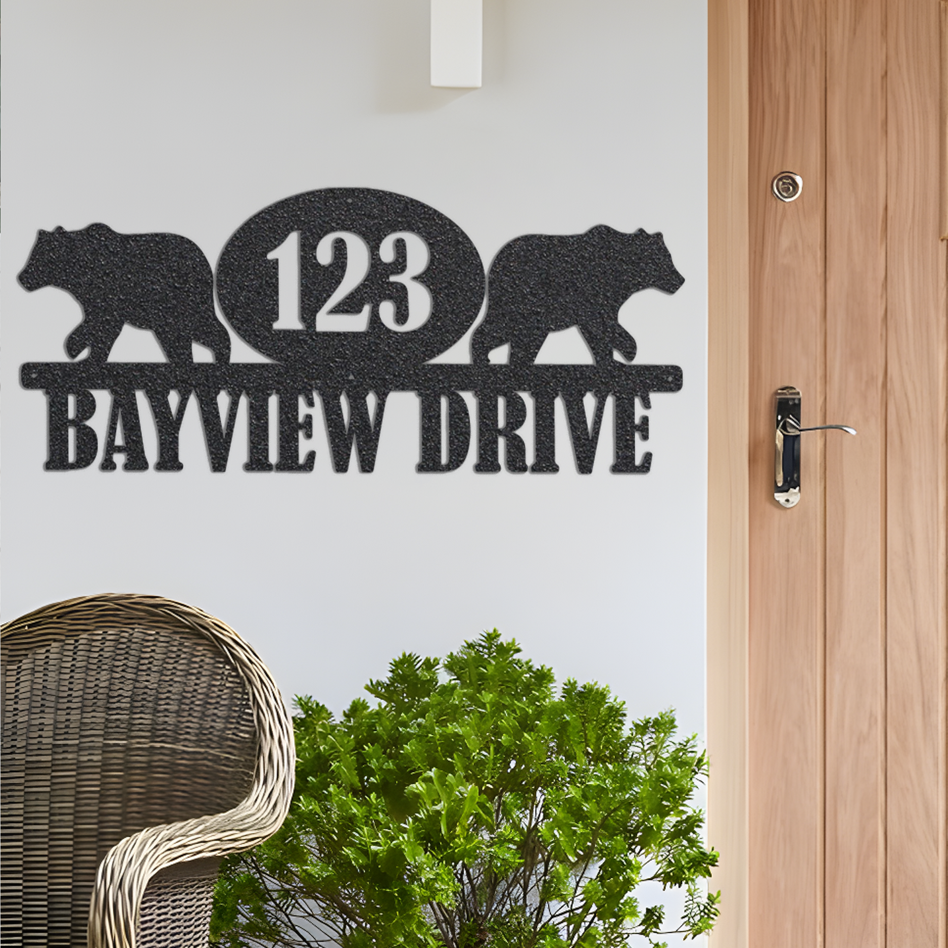 Bears Address Metal Wall Art, Animal Wall Art, House Number Plaque, Farmhouse Wall decor, Address Sign, Wall Hangings, Metal Sign