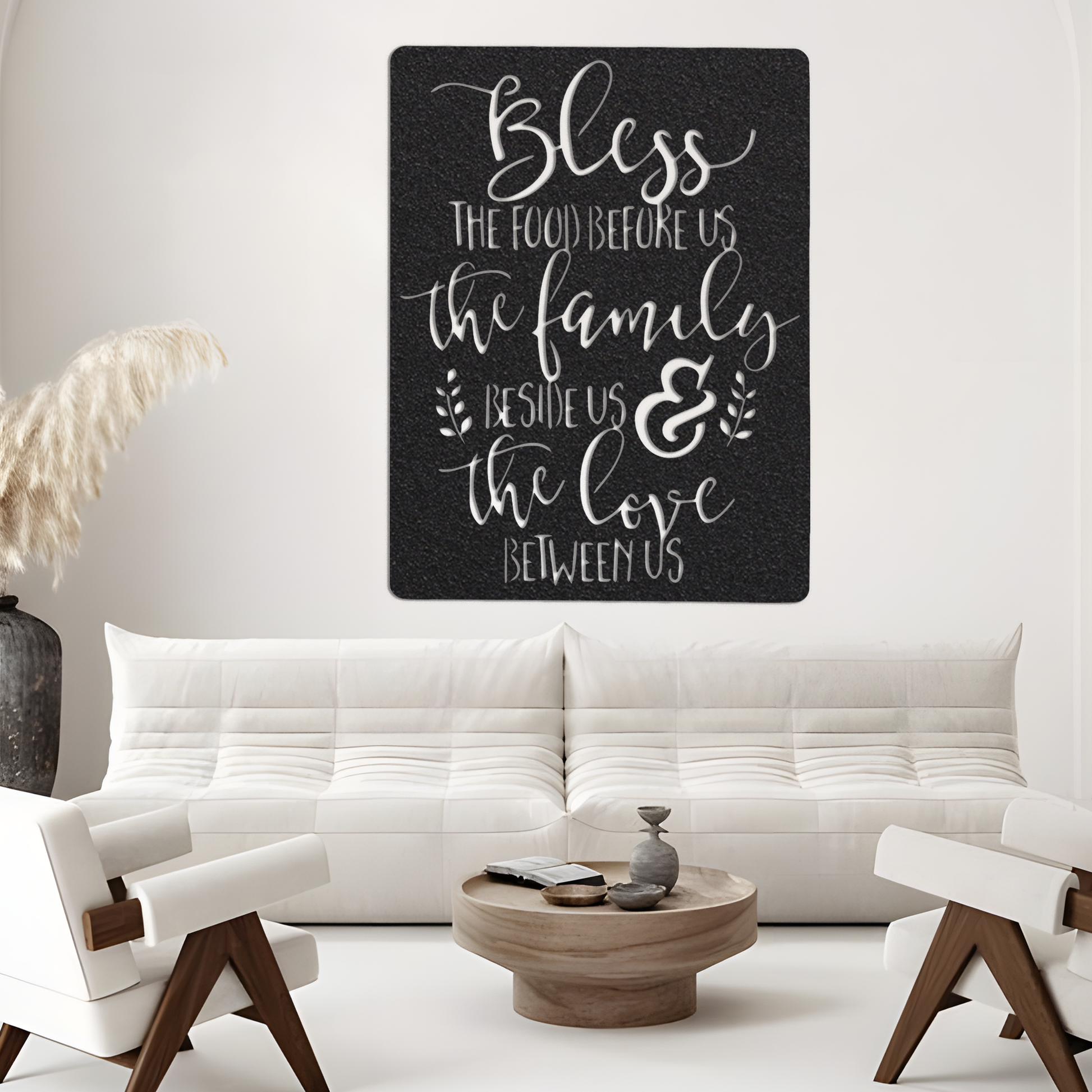 Bless The Food Before Us Sign with Led Light, Dining Room Sign, Kitchen Sign Kitchen Wall Decor, Metal Home Decor, Family Gift Kitchen Quote