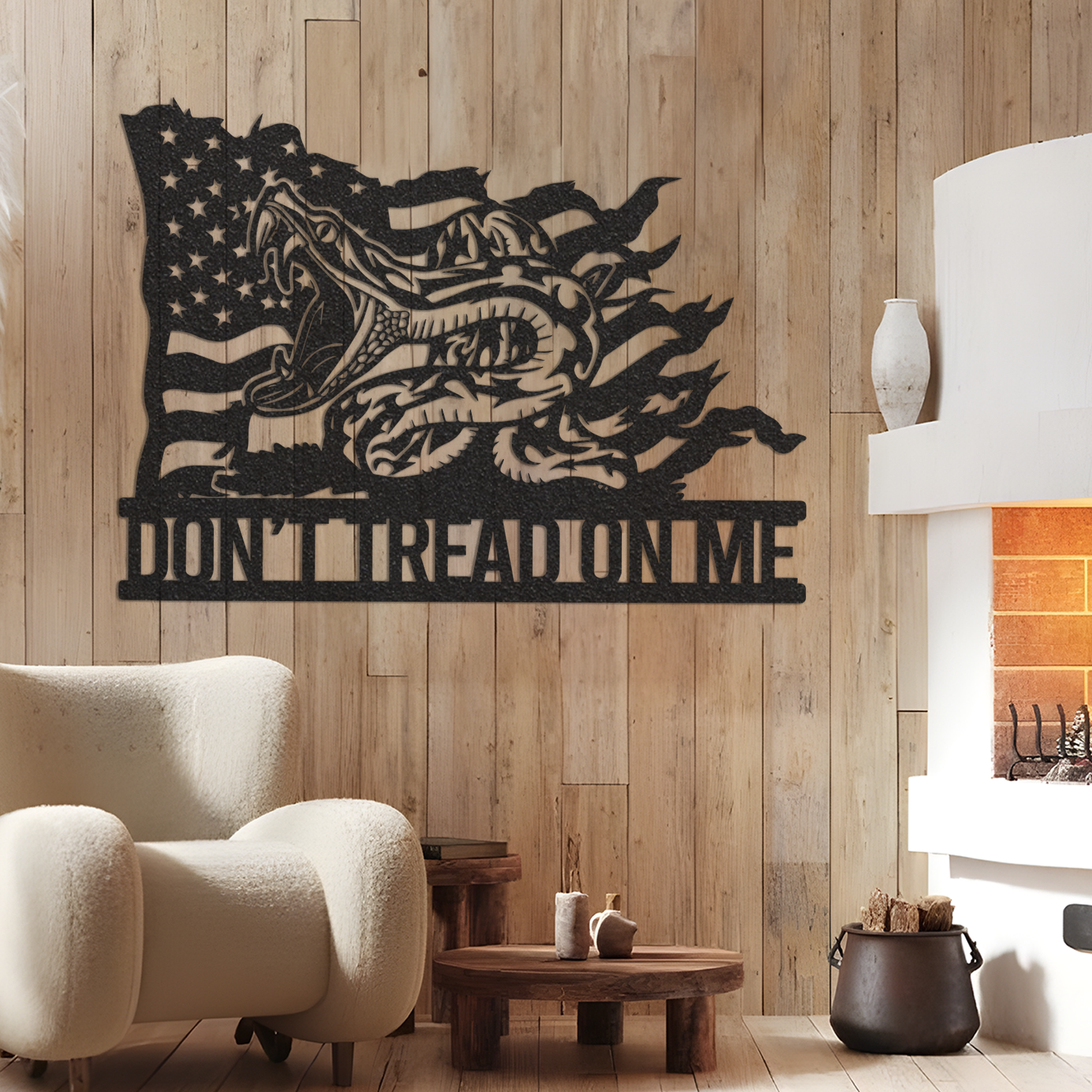 Don't Tread On Me Distressed Flag Metal Sign with Led Light, Snake Flag Wall Decor, Gadsden Flag Wall Art, 4th of July Decor, 2nd Amendment