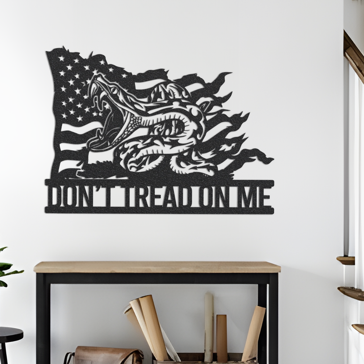 Don't Tread On Me Distressed Flag Metal Sign with Led Light, Snake Flag Wall Decor, Gadsden Flag Wall Art, 4th of July Decor, 2nd Amendment