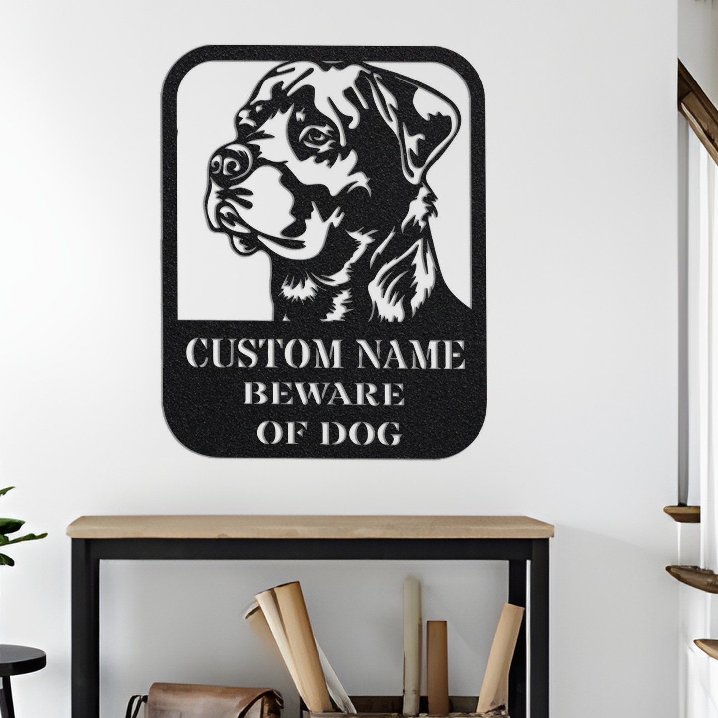 Custom Beware of Dog Sign Rottweiler, Dog Warning Sign Caution Sign Gate Sign, Metal Rottweiler Gifts, Dog Wall Decor, Dog Name Sign Home