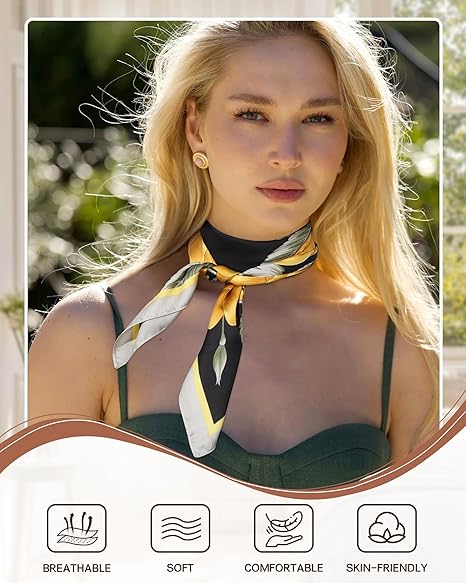 CHLINS 2 Pcs 27.5” Head Scarf for Women Satin Hair Scarf Silk Scarf Neck Scarf Square Hair Bandanas Hair Wraps