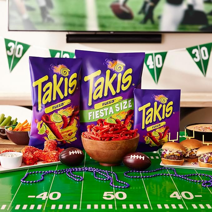 akis Fuego Rolled Spicy Tortilla Chips, Hot Chili Pepper Lime Flavored Hot Chips, 17 Ounce Fiesta Size Bag