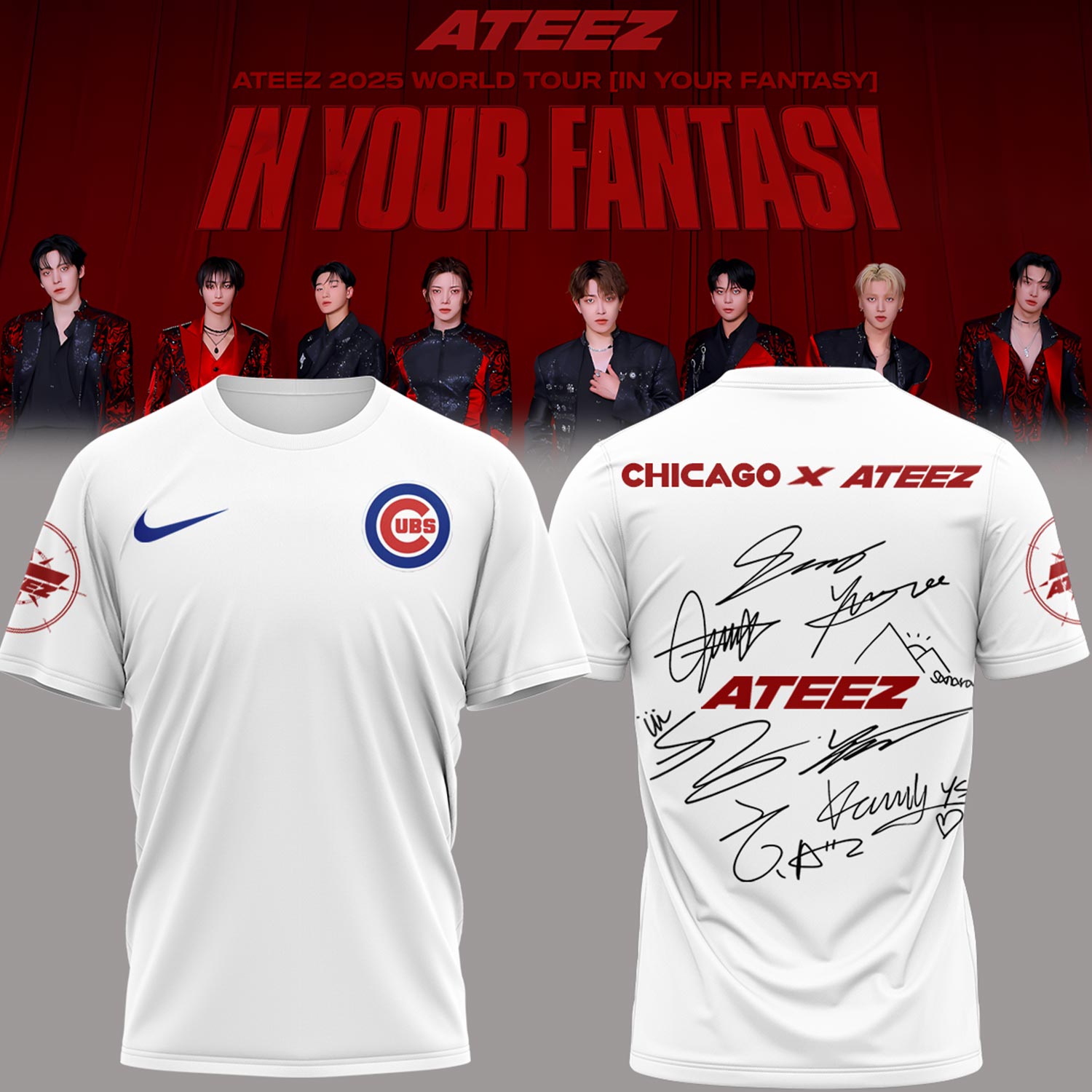 Chicago Cubs x ATEEZ 2025 World Tour T-Shirt