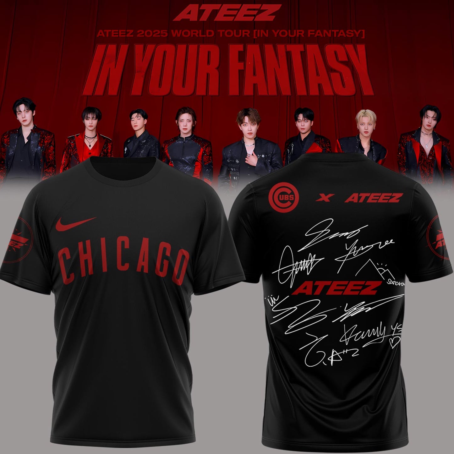 Chicago Cubs x ATEEZ 2025 World Tour T-Shirt
