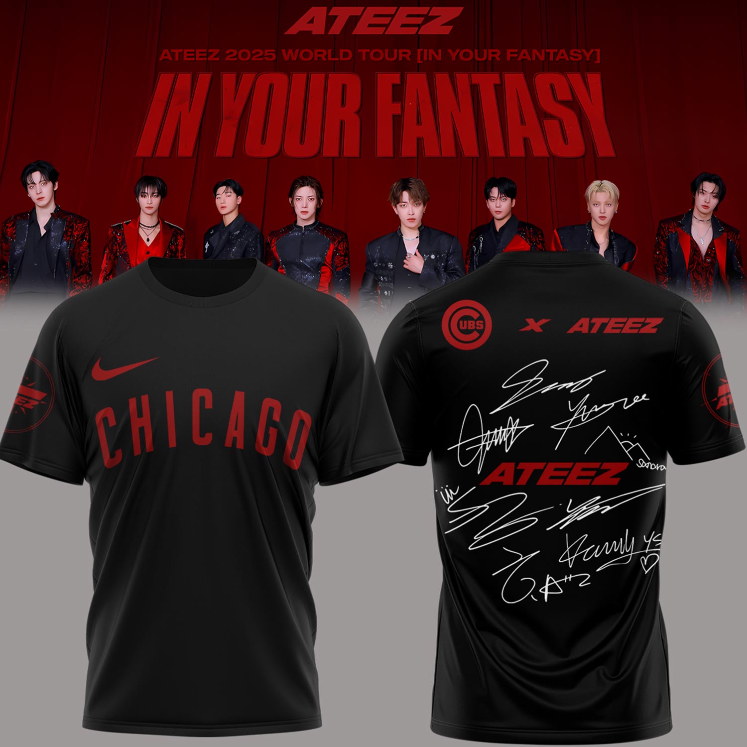 Chicago Cubs x ATEEZ 2025 World Tour T-Shirt