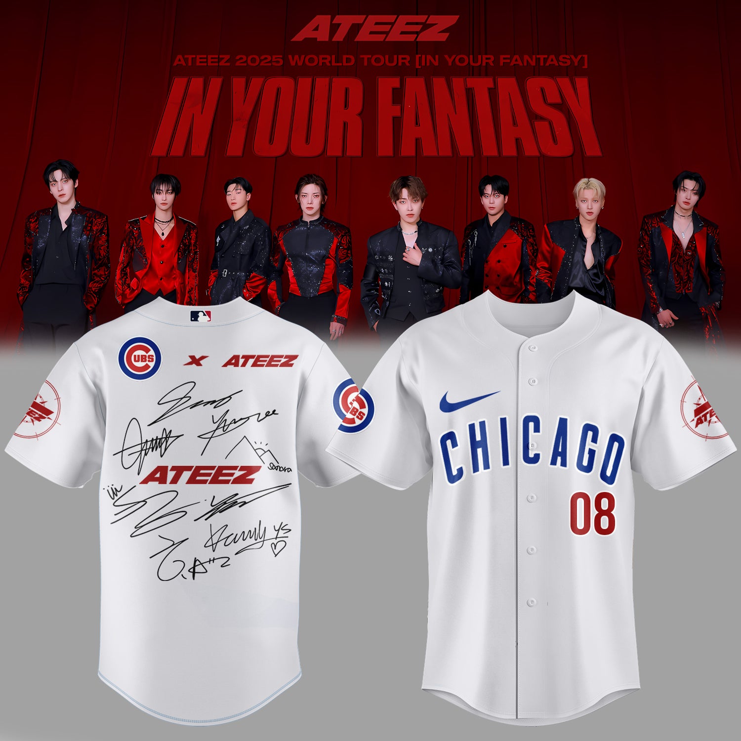 Chicago Cubs x ATEEZ 2025 World Tour Jersey