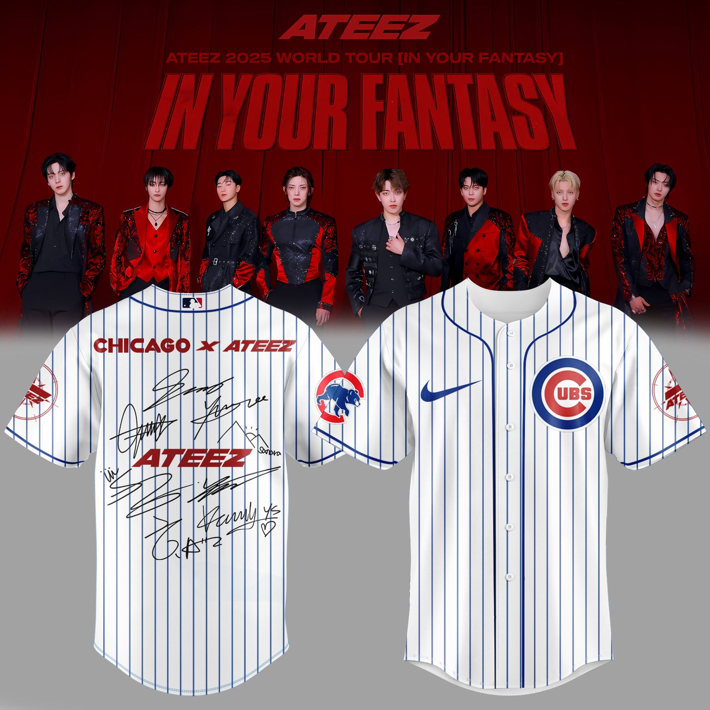 Chicago Cubs x ATEEZ 2025 World Tour Jersey