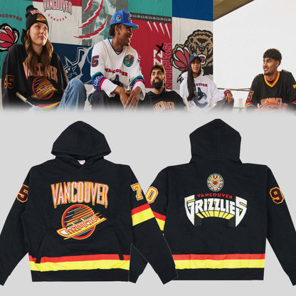 Special New Canucks x Grizzlies Black Skate Hoodie-AB032225500