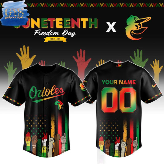 Baltimore Orioles MLB x Juneteenth Freedom Day Baseball Jersey - Gotyourstyle