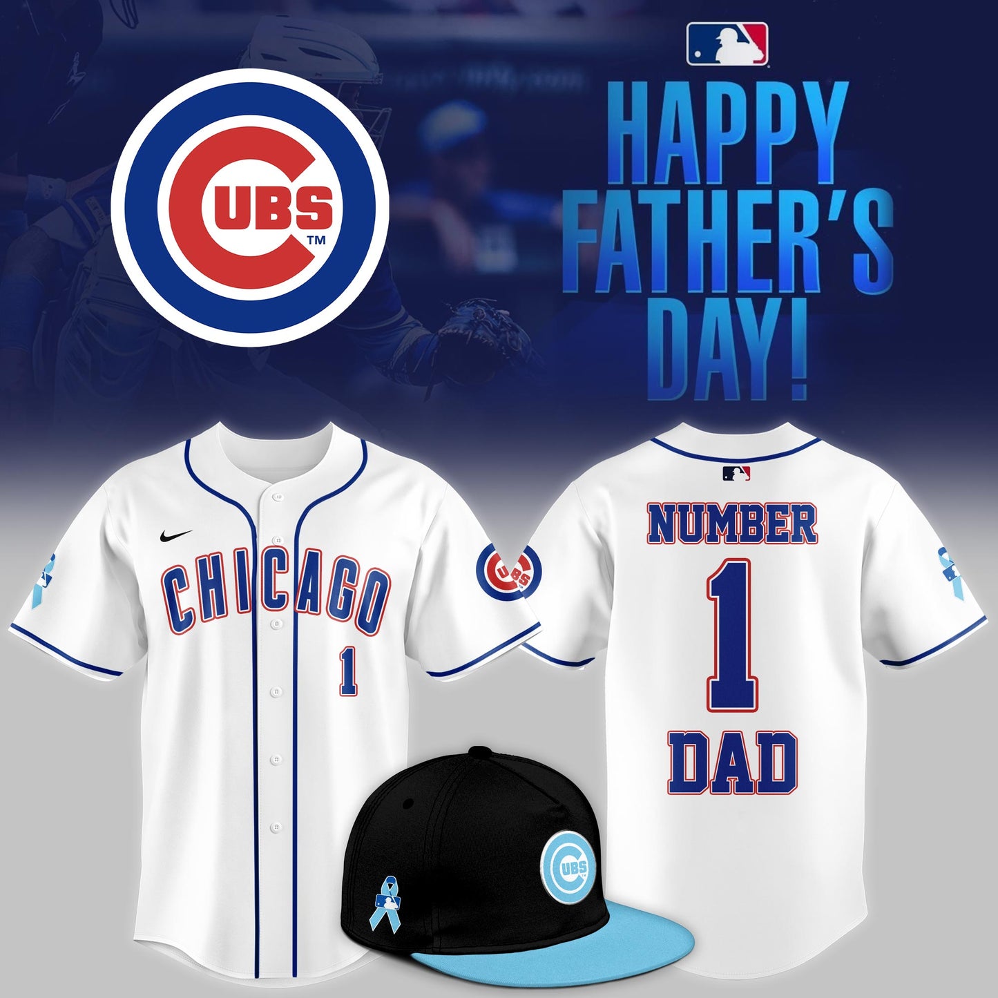 Chicago Cubs 2025 Fathers Day Number One Dad Limited Jersey