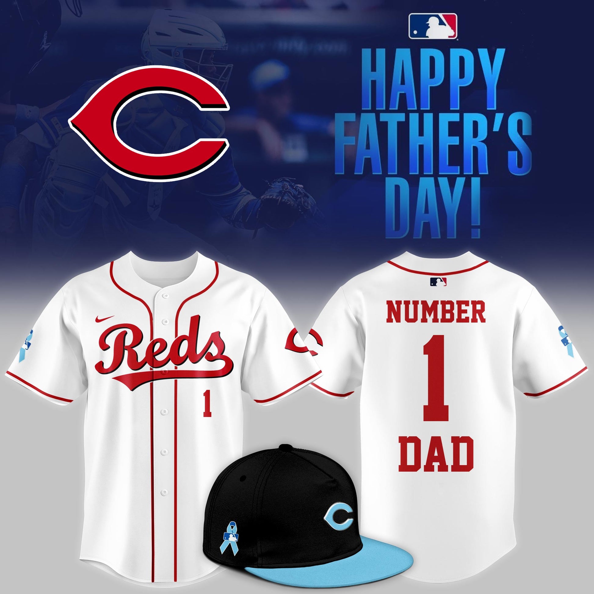 Cincinnati Reds 2025 Fathers Day Number One Dad Limited Jersey