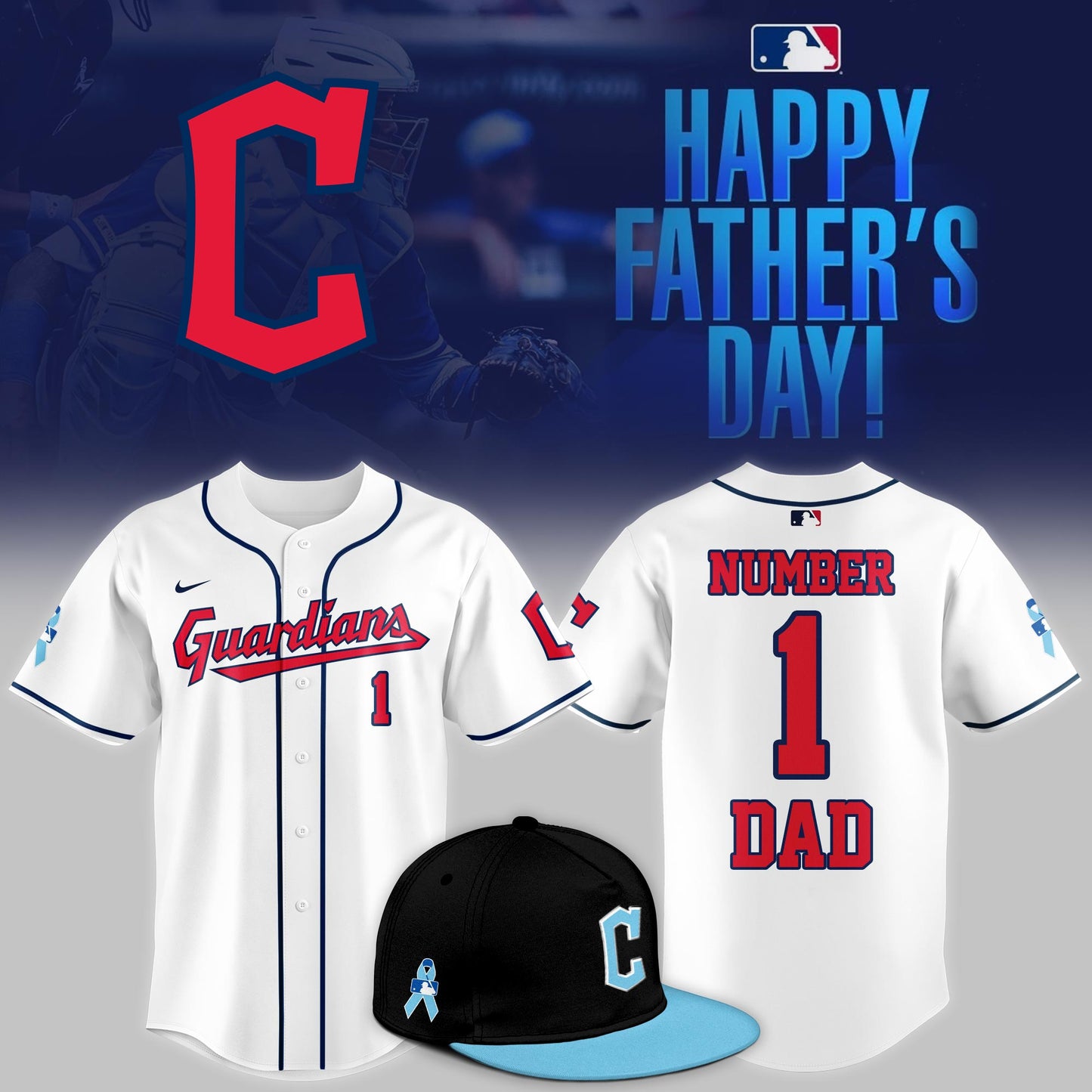 Cleveland Guardians 2025 Fathers Day Number One Dad Limited Jersey