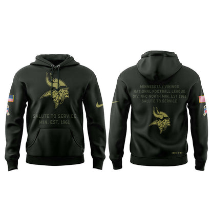 Special 2025 Salute To Service Minnesota Vikings Combo Hoodie
