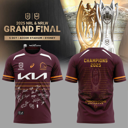 B.Broncos NRL Finals 2025 Champions Signature Combo Shirt