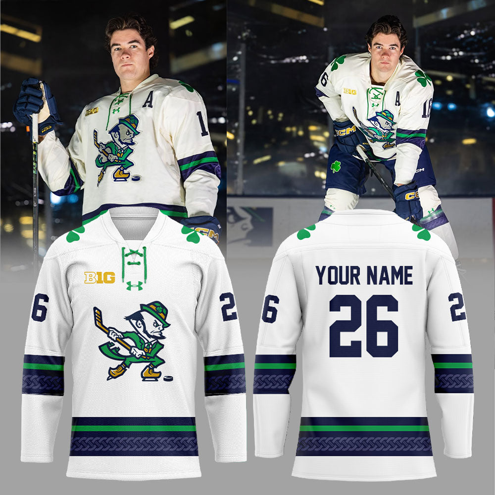 Notre Dame Fighting Irish Leprechaun Hockey 2025 Combo Jersey Custom Name, Number For Fans