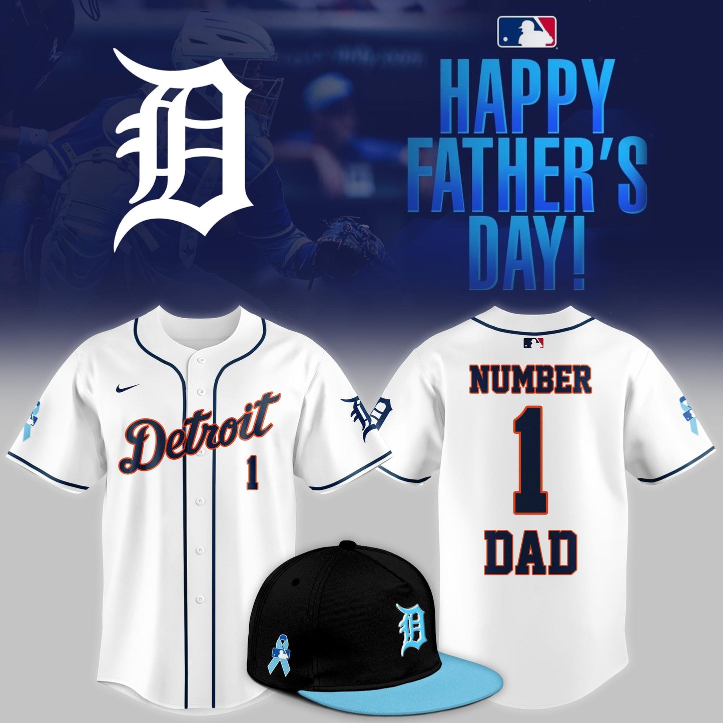 Detroit Tigers 2025 Fathers Day Number 1 Dad Limited Jersey