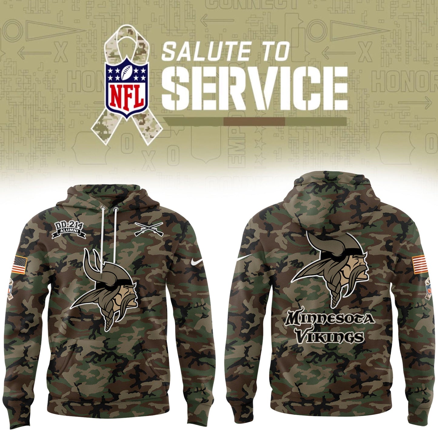 Premium Minnesota Vikings Merch - Limited Edition Salute to Service Hoodie - Gear Up For Game Day