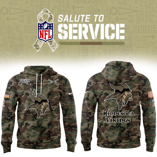 Premium Minnesota Vikings Merch - Limited Edition Salute to Service Hoodie - Gear Up For Game Day