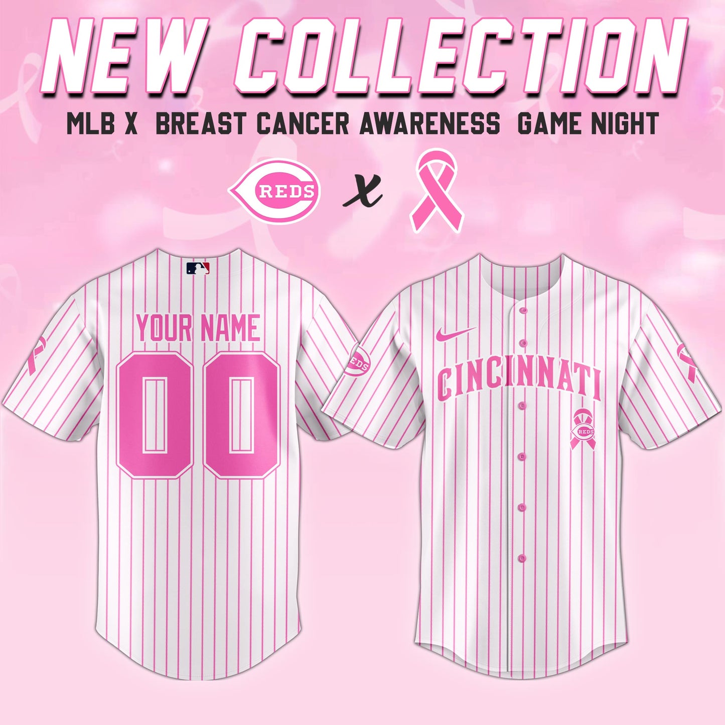 Cincinnati Reds x  Breast Cancer Awareness Game Night Jersey Editons Limited