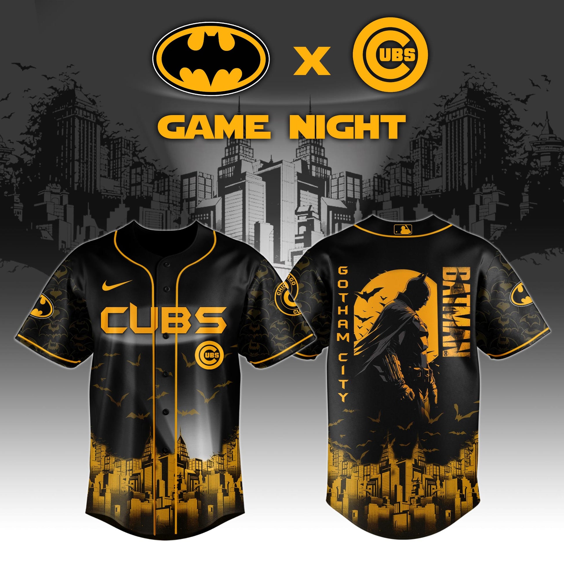 .Chicago Cubs x DC Batman Game Night Special Edition Jersey