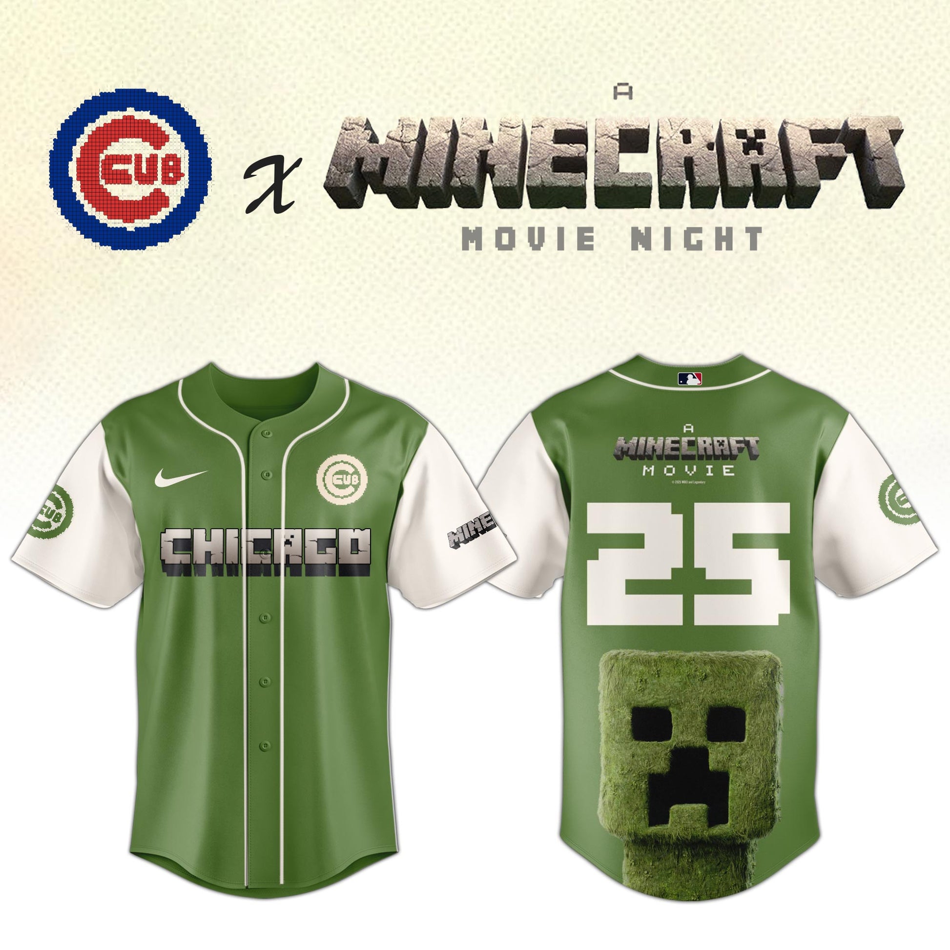 ,  Chicago Cubs MLB x A MINECRAFT MOVIE Night Jersey Editions Limited