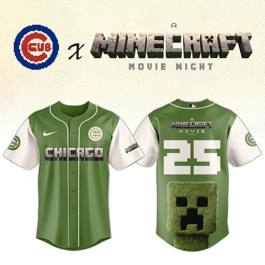 ,  Chicago Cubs MLB x A MINECRAFT MOVIE Night Jersey Editions Limited