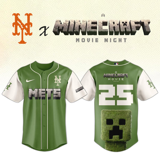 ,     New York Mets MLB x A MINECRAFT MOVIE Night Jersey Editions Limited 01