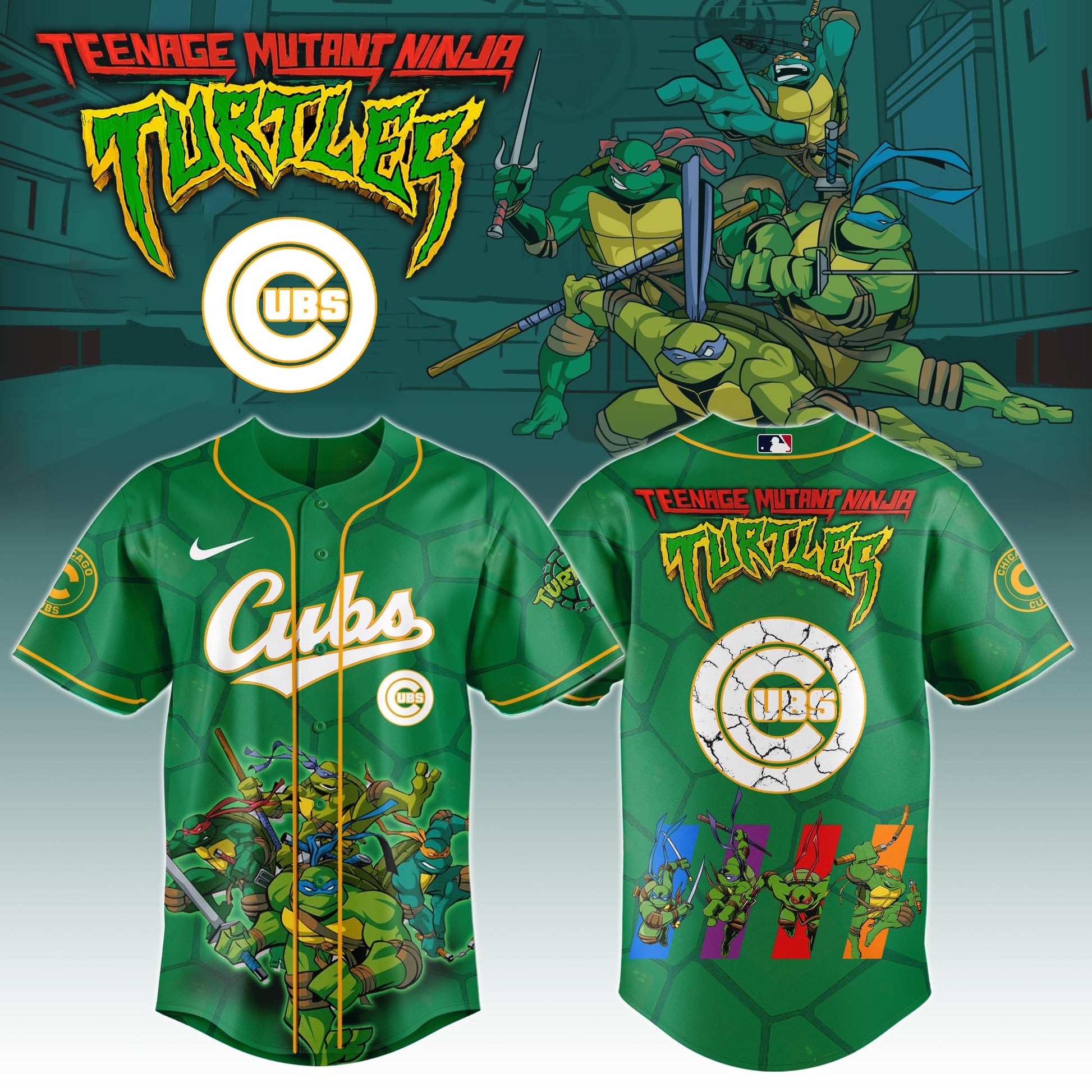 .         Chicago Cubs MLB x Ninja Turtles Night Game Limited Edition Jersey 2025
